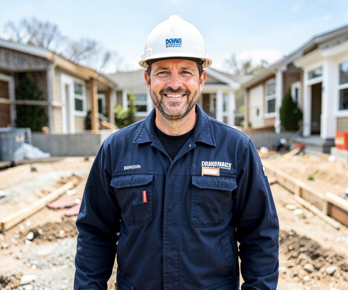 Entrepreneur professionnel devant un chantier résidentiel